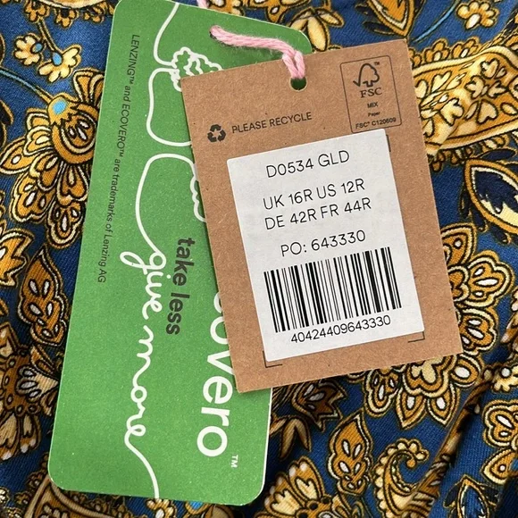 BODEN Short Sleeve Paisley Print Dress, Size 12, NWT - Picture 11 of 15